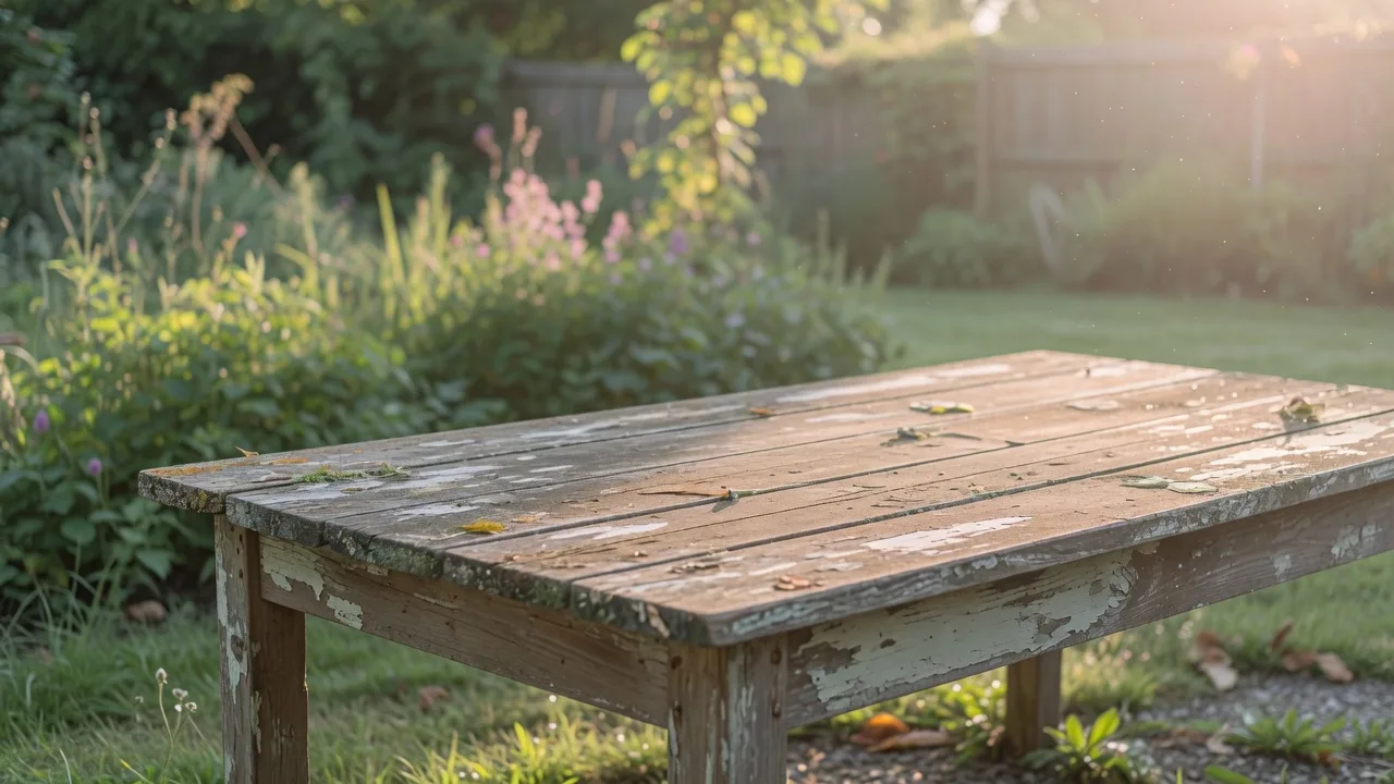 Weathered garden table (16:9)