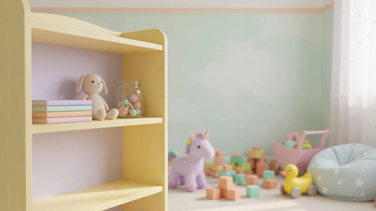 パステル子供部屋の棚 (16:9)