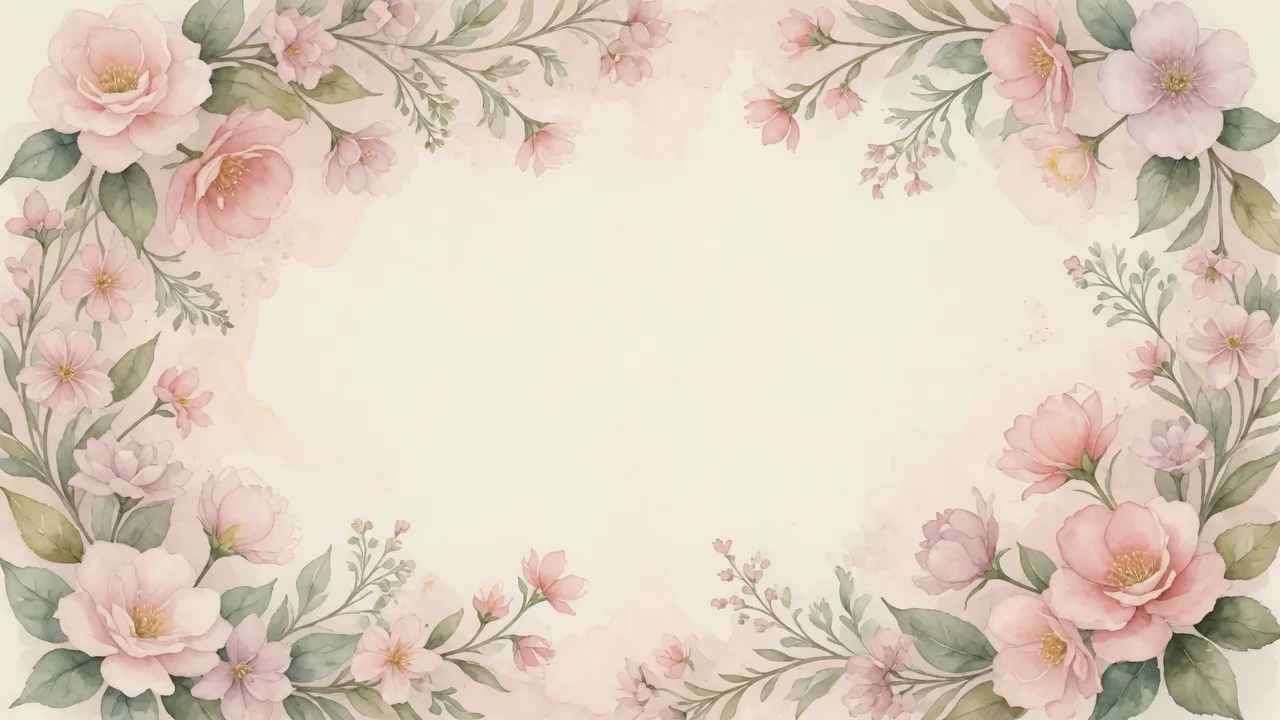 淡いピンクの花枠 (16:9)