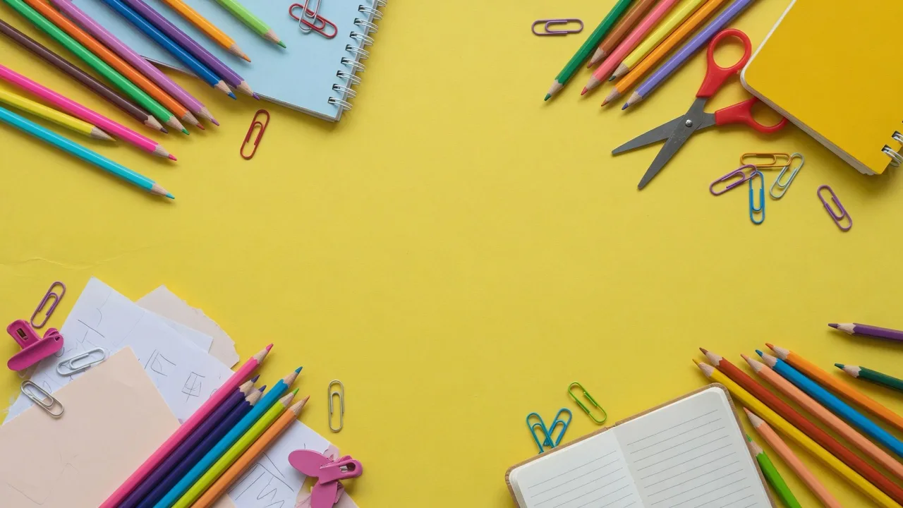 Yellow School Supplies (16:9)