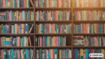 أرفف مكتبة دافئة (16:9)
