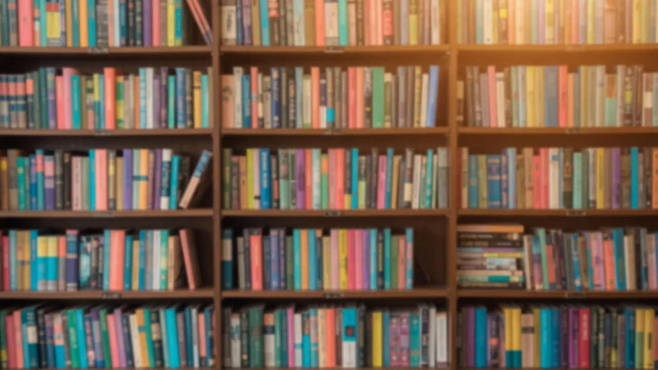 温かな図書館の本棚 (16:9)