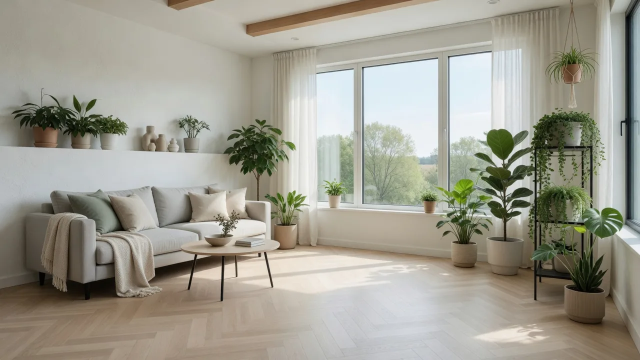 Salón escandinavo luminoso (16:9)
