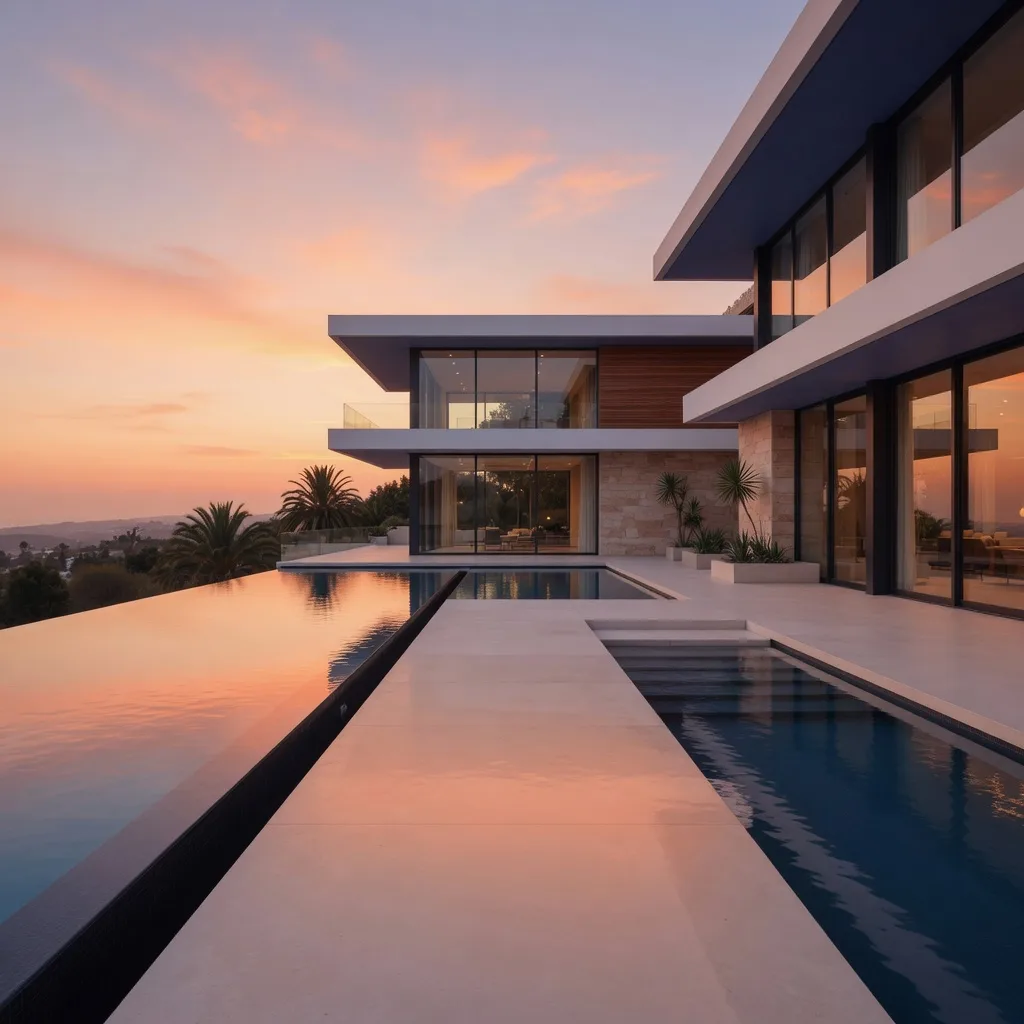 Villa moderna al atardecer (1:1)