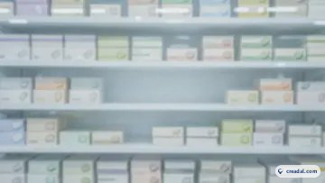 ぼかした薬局の棚 (16:9)