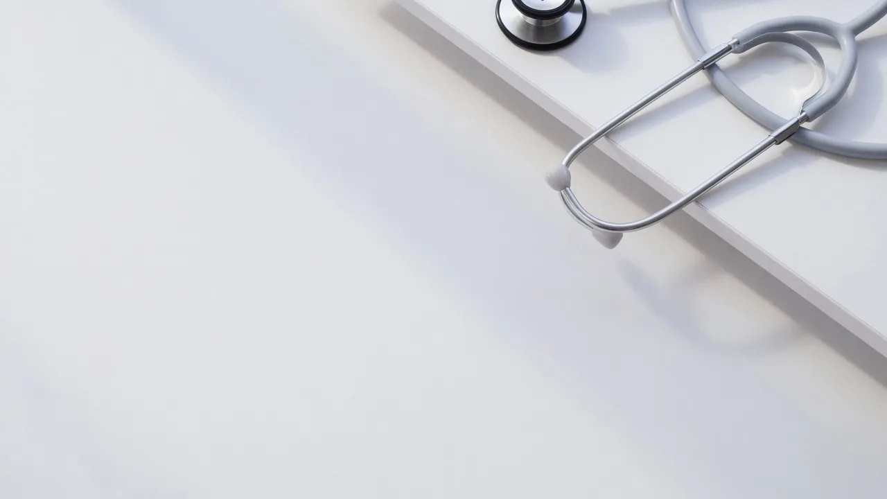 Stéthoscope sur bureau blanc (16:9)