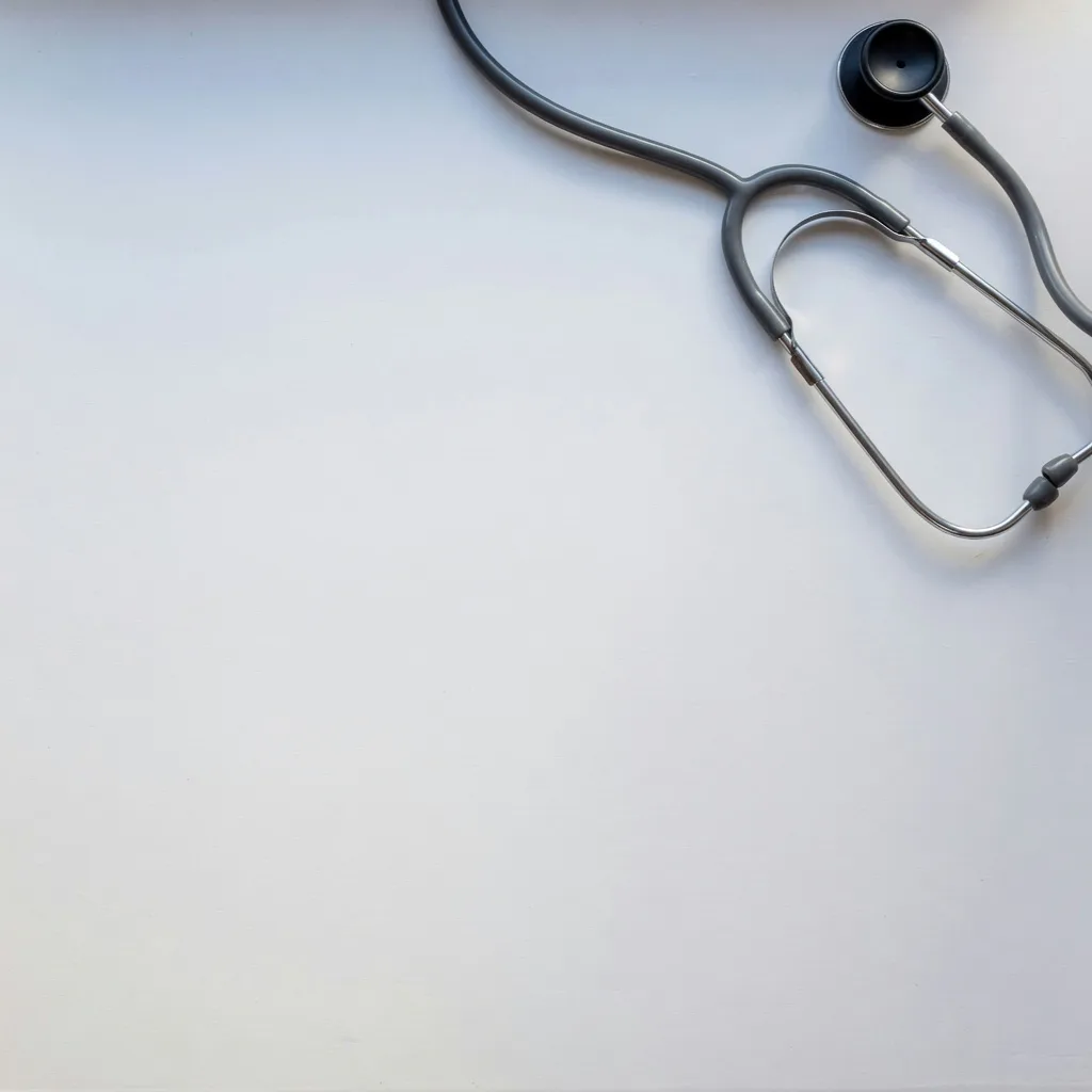 Stéthoscope sur bureau blanc (1:1)