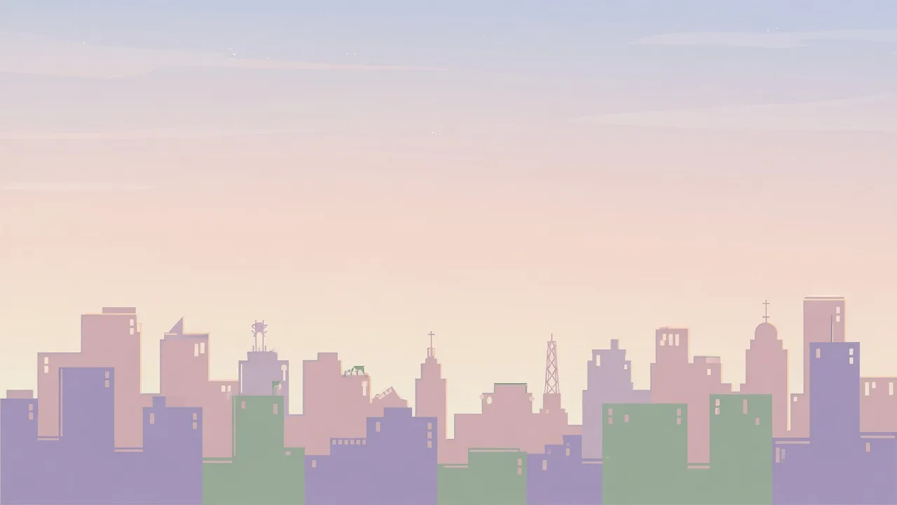 Pastel city skyline (16:9)