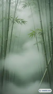 霧に煙る緑竹 (9:16)