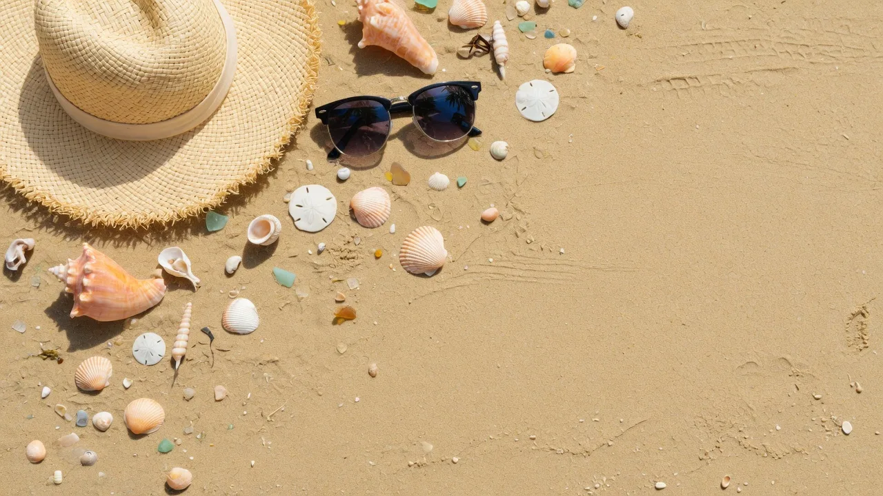 Summer beach flat lay (16:9)