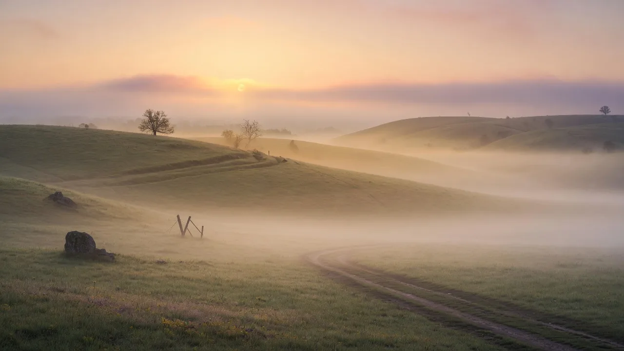 Misty Hills at Dawn (16:9)