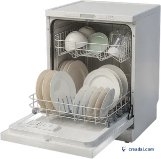Open Dishwasher With Plates