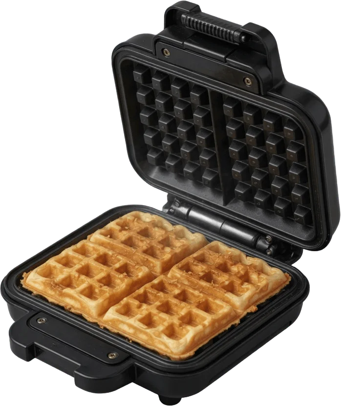 Open Black Waffle Maker