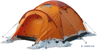Orange expedition tent