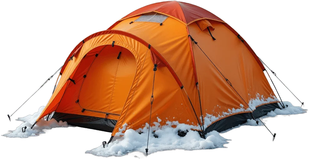 Orange expedition tent
