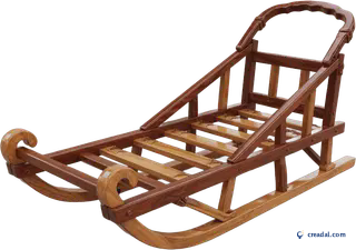 Empty wooden dog sled