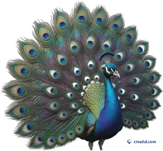 Peacock with fanned tail