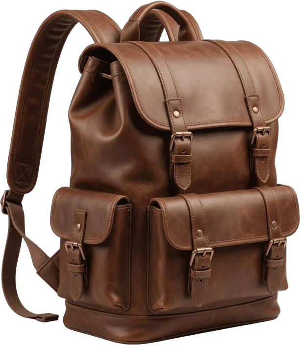 Mochila de couro marrom