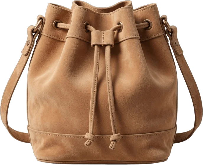 Bolsa bucket de camurça