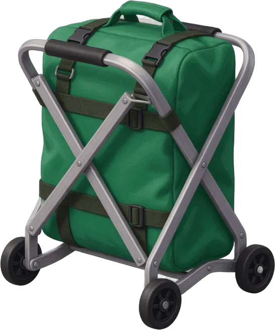 Chariot au sac vert