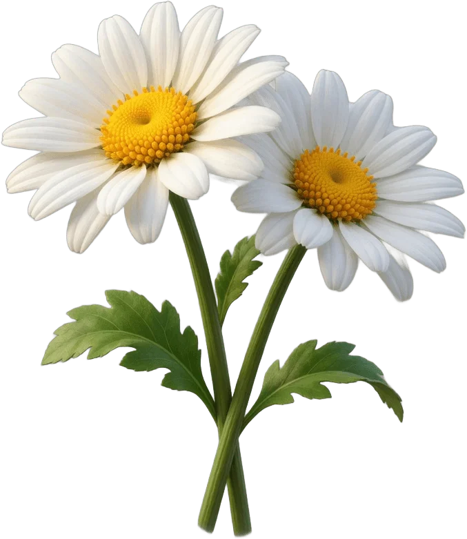 Two white daisies