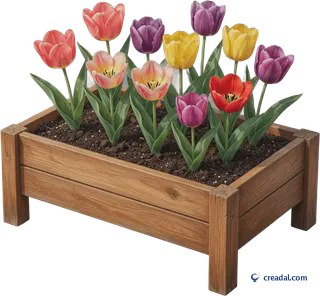 Canteiro elevado com tulipas