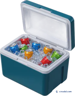 Open cooler with cans