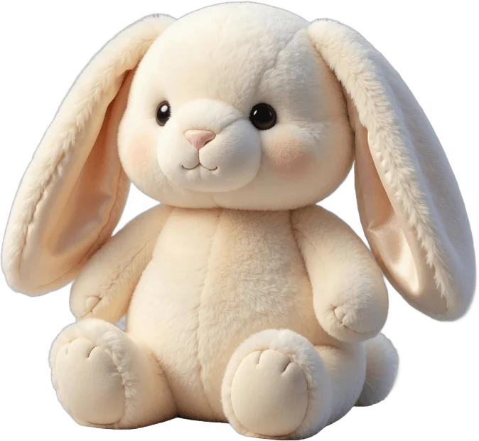 Lapin en peluche crème