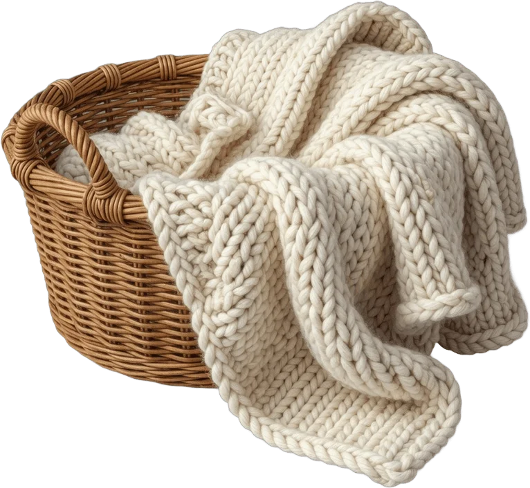 Cream Knit Throw