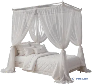 Sheer white canopy bed