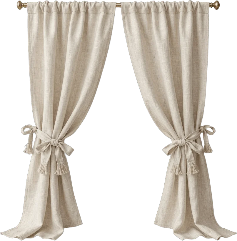 Light linen curtains