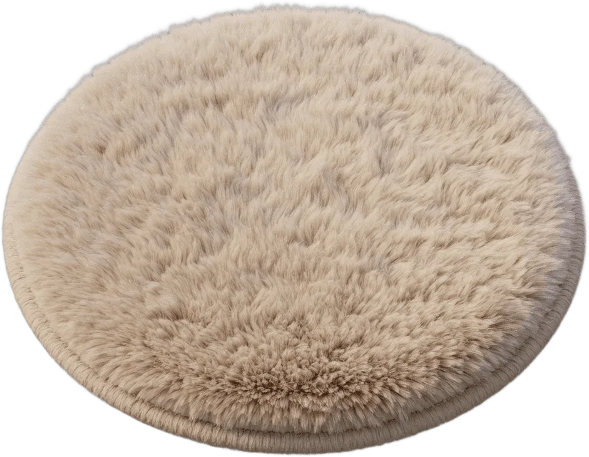 Round fluffy bedside rug