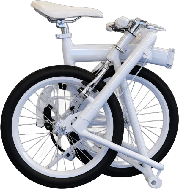 Compact White Folding Bike