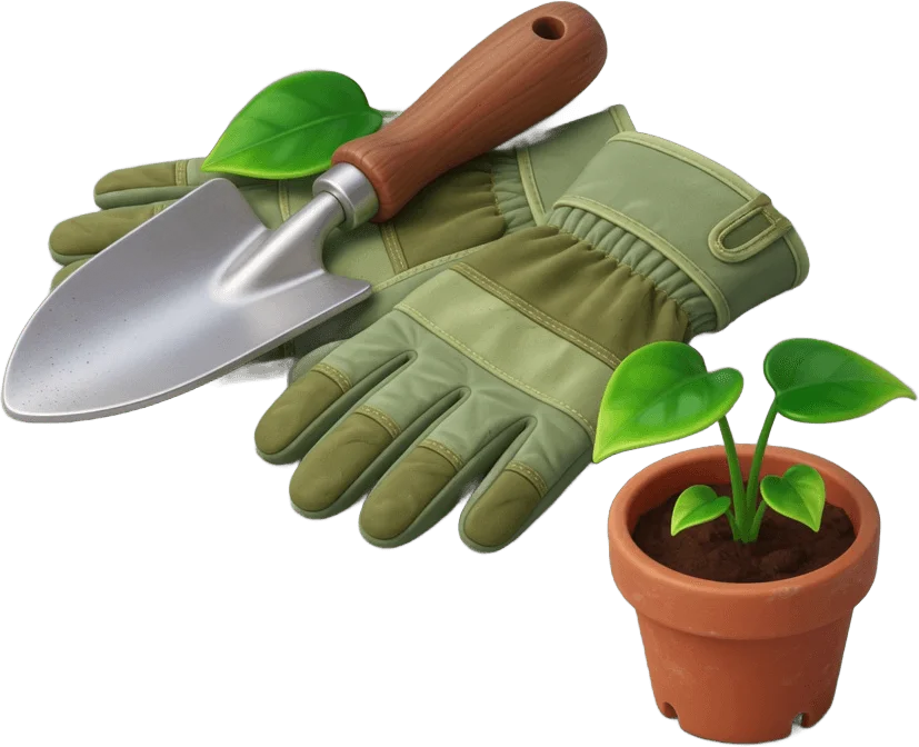 Trowel and gloves