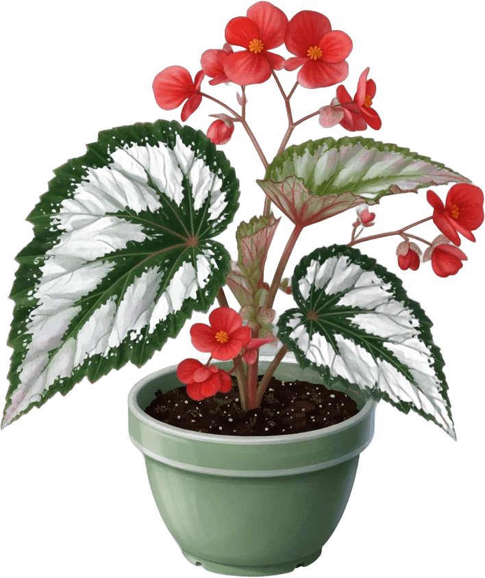 赤いベゴニア鉢植え