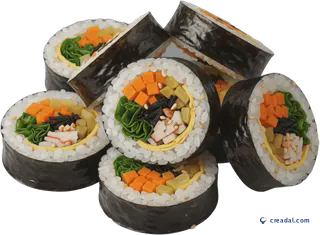 Rolinhos de kimbap fatiados