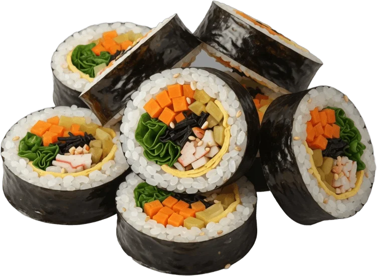 Sliced kimbap rolls