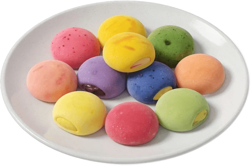 Prato de mochi colorido