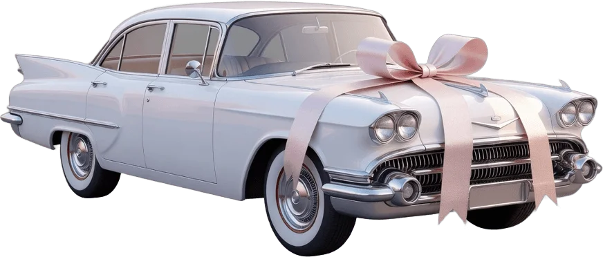 Vintage wedding car ribbon
