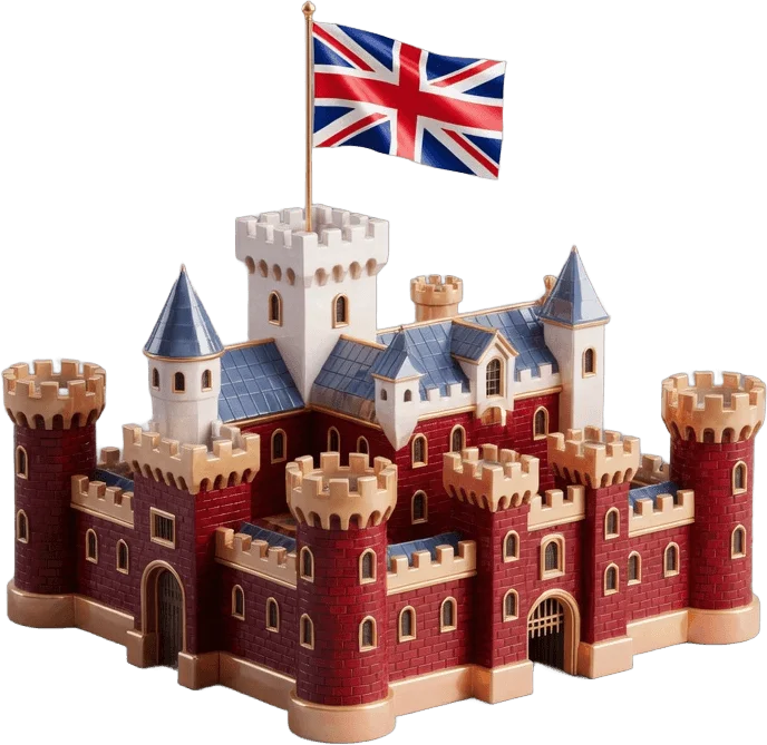 旗のある英国の城