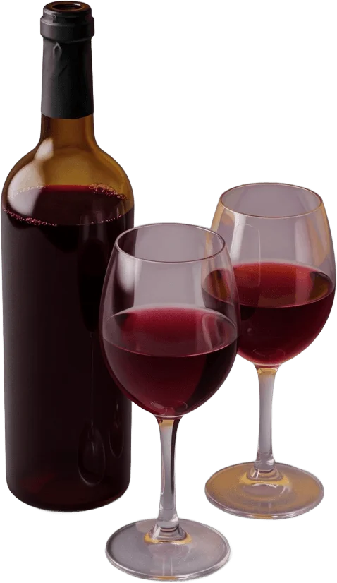 Red wine and glasses