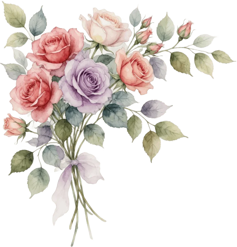 Watercolor rose corner