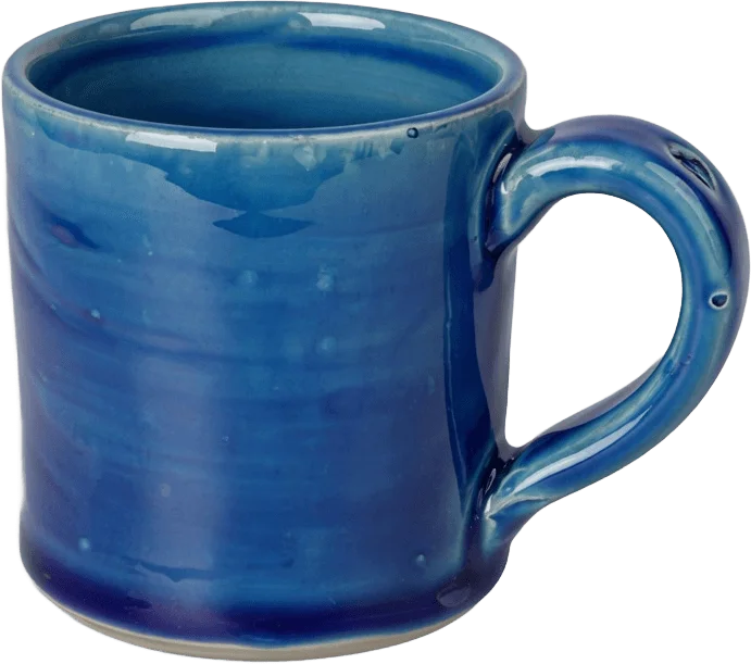 Handmade blue ceramic mug