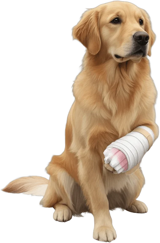 Bandaged golden retriever