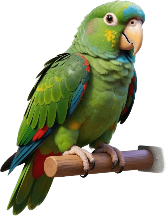Green parrot on perch