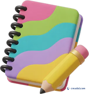 Colorful notebook and pencil