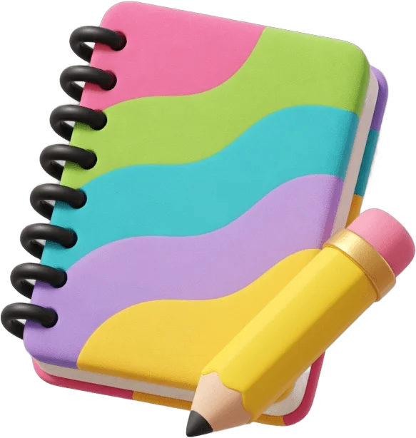 Buntes Heft mit Stift