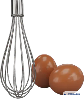 Whisk beside two eggs