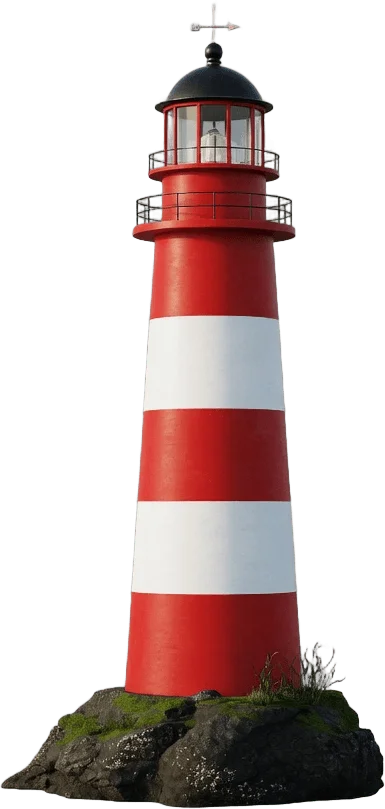 Striped red lighthouse