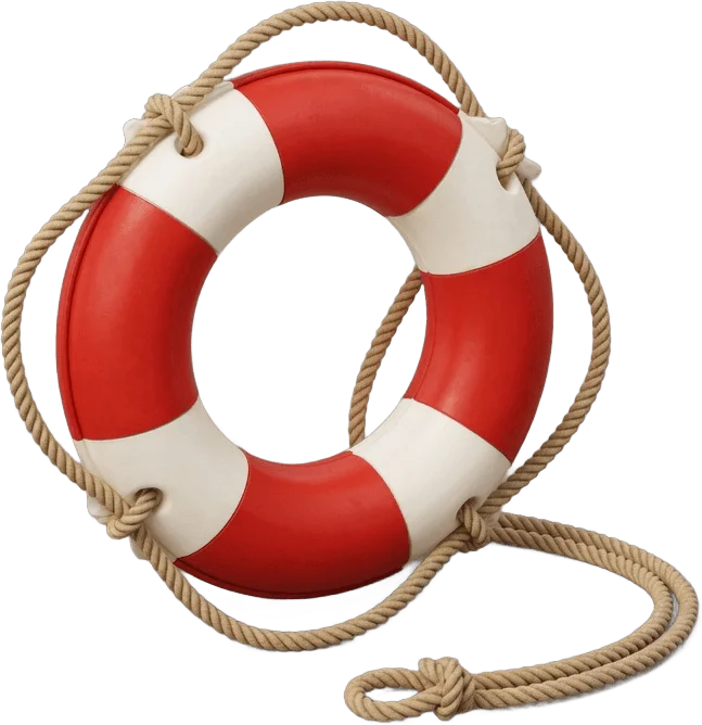 Red and white lifebuoy